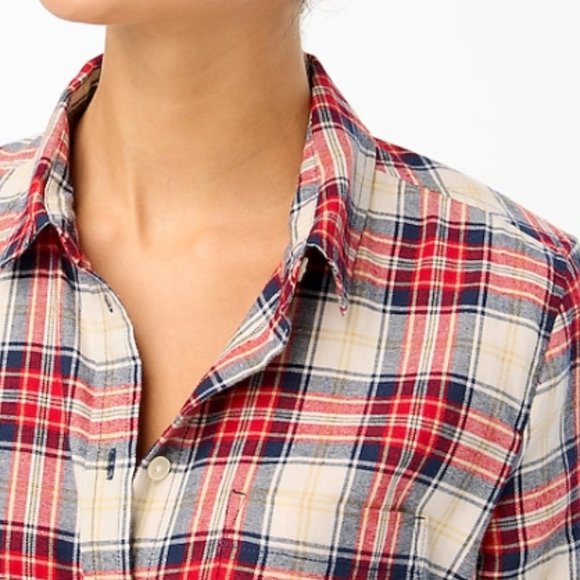 J CREW WOMEN'S PETITE FLANNEL COTTON SHIRT - Picture 2 of 3